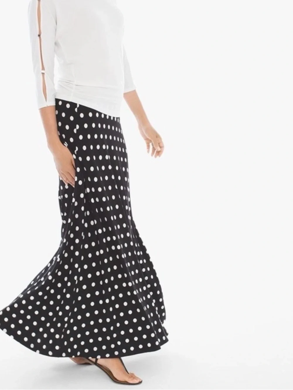 NWT! Chicos Aria Polka Dot Maxi Skirt Size 1/Medium